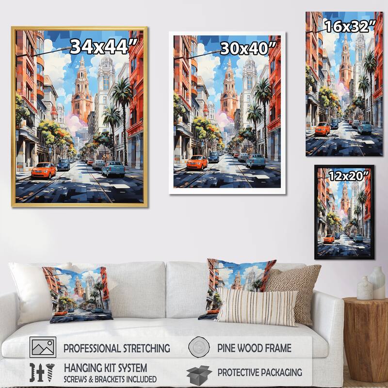 Designart "Abstract San Diego City Portrait" San Diego Framed Canvas Prints Bed Bath & Beyond